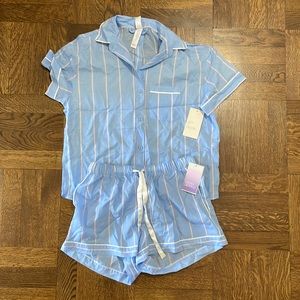 Blue and pink striped PJ set